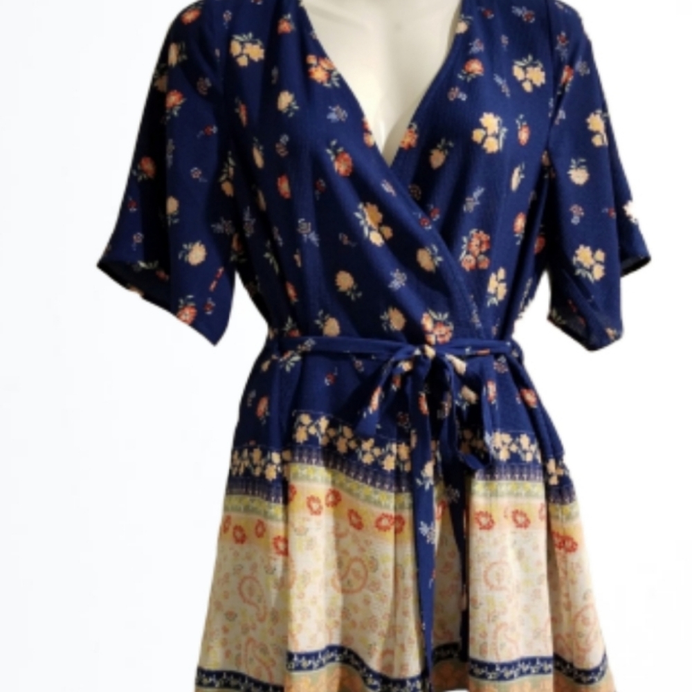 NWOT! Trixxi Clothing Company Blue Floral Romper